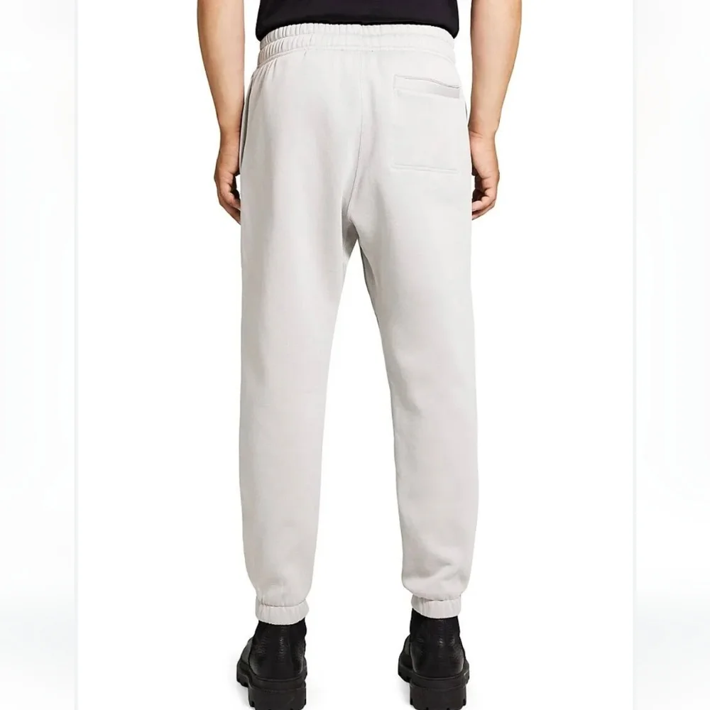 THEORY sz Small Men’s Joggers Sweat Pants Stretch Waist Ties Pockets Icy Gray